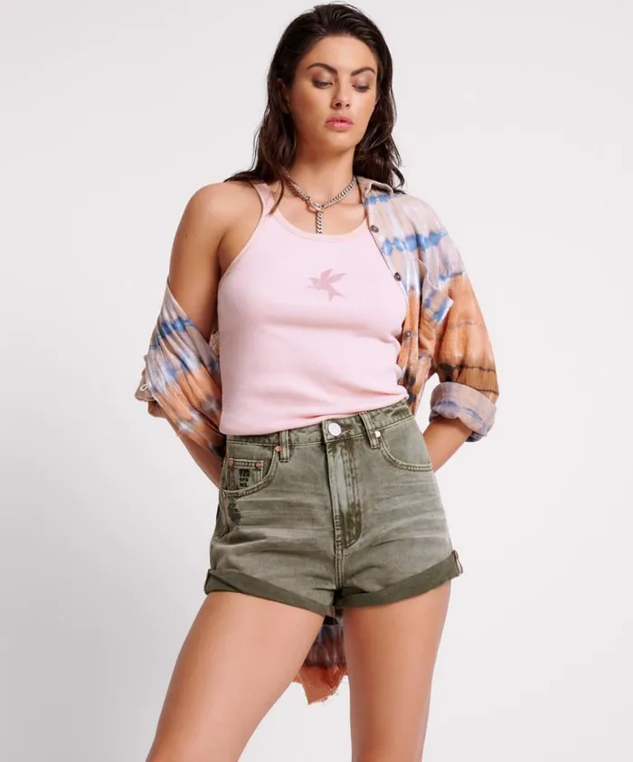 One Teaspoon Denim Shorts Women Old Khaki Bandits High Waist Short