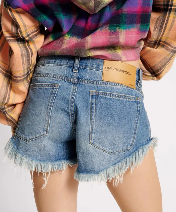 One Teaspoon Denim Shorts Women Pacifica Dukes Low Waist Denim Short