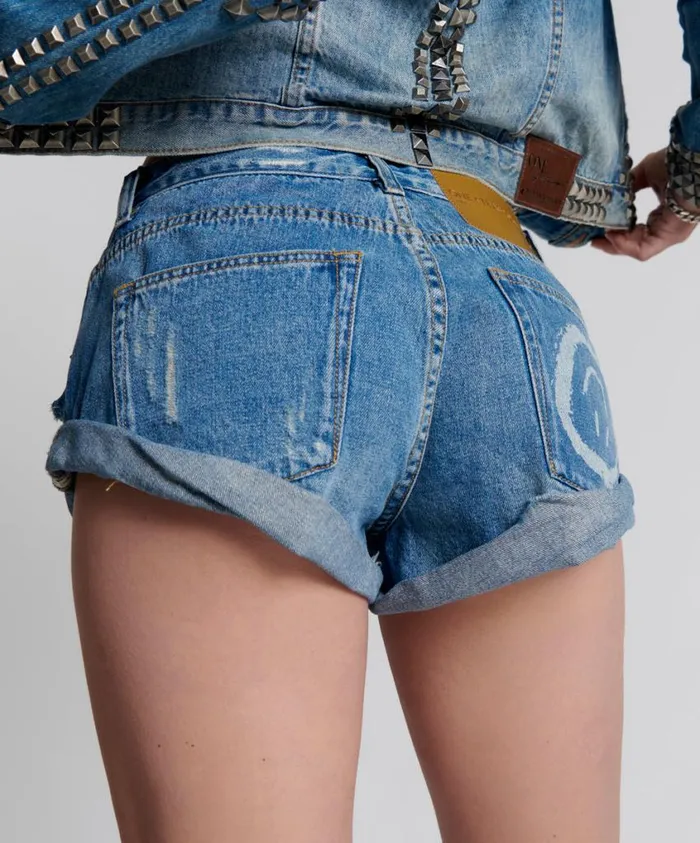 One Teaspoon Denim Shorts Women Pacifica Smile Bandit Low Waist Denim Short
