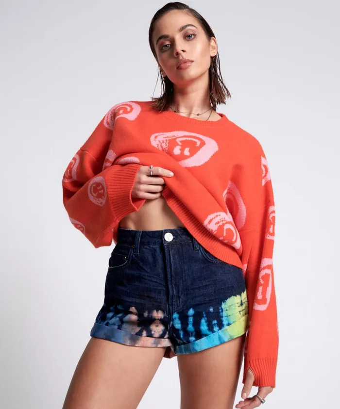 One Teaspoon Denim Shorts Women Paint Dipped Bandits High Waist Denim Short