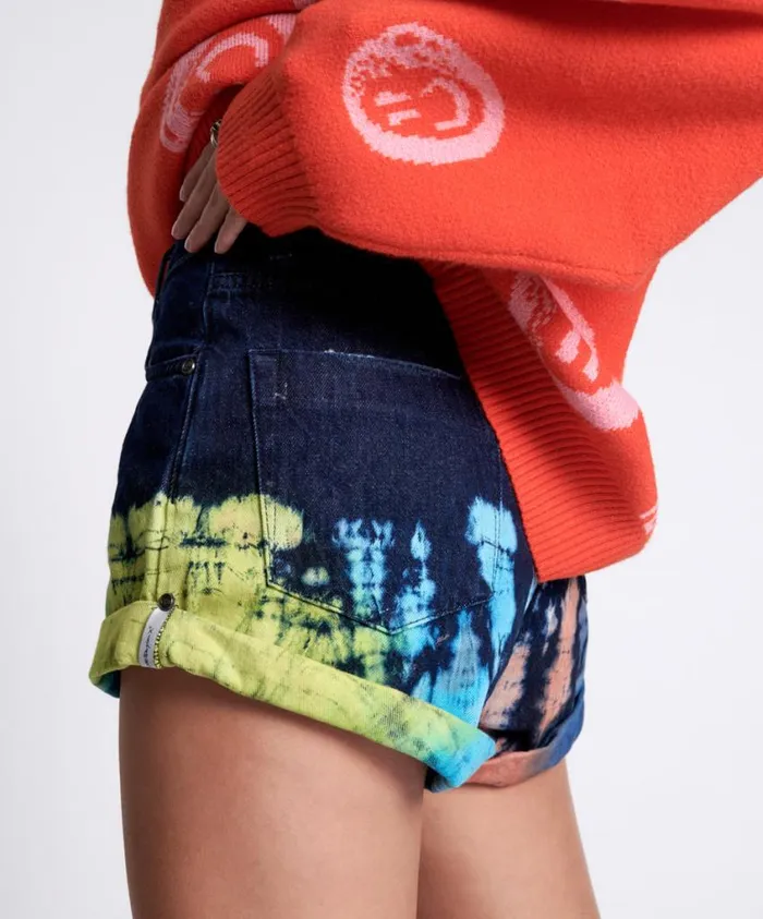 One Teaspoon Denim Shorts Women Paint Dipped Bandits High Waist Denim Short