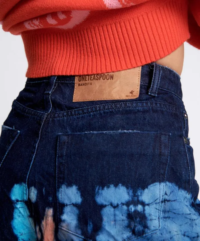 One Teaspoon Denim Shorts Women Paint Dipped Bandits High Waist Denim Short