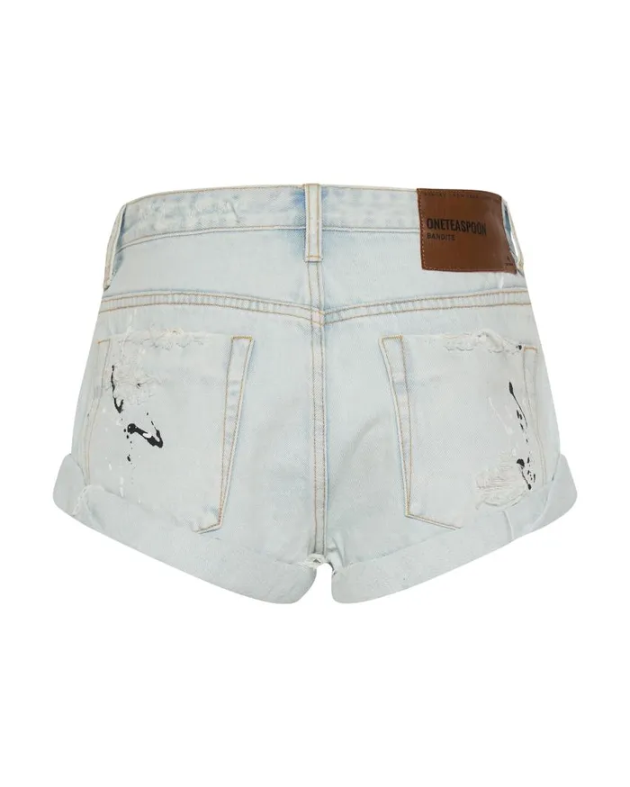 One Teaspoon Denim Shorts Women Painted Bandits Low Waist Denim Short