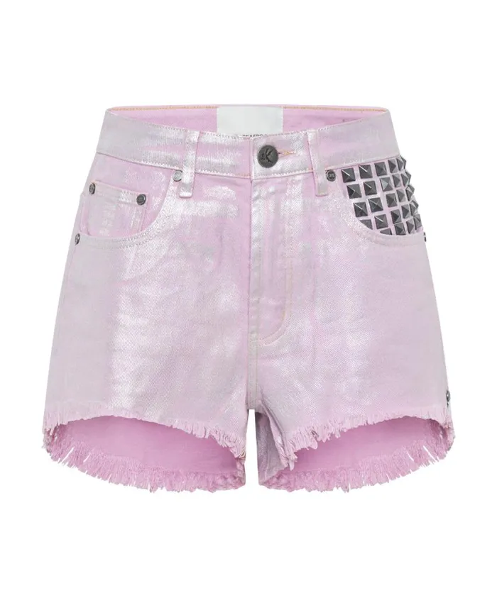One Teaspoon Denim Shorts Women Pink High Waist Denim Short 8211 Envy Foil Bonitas