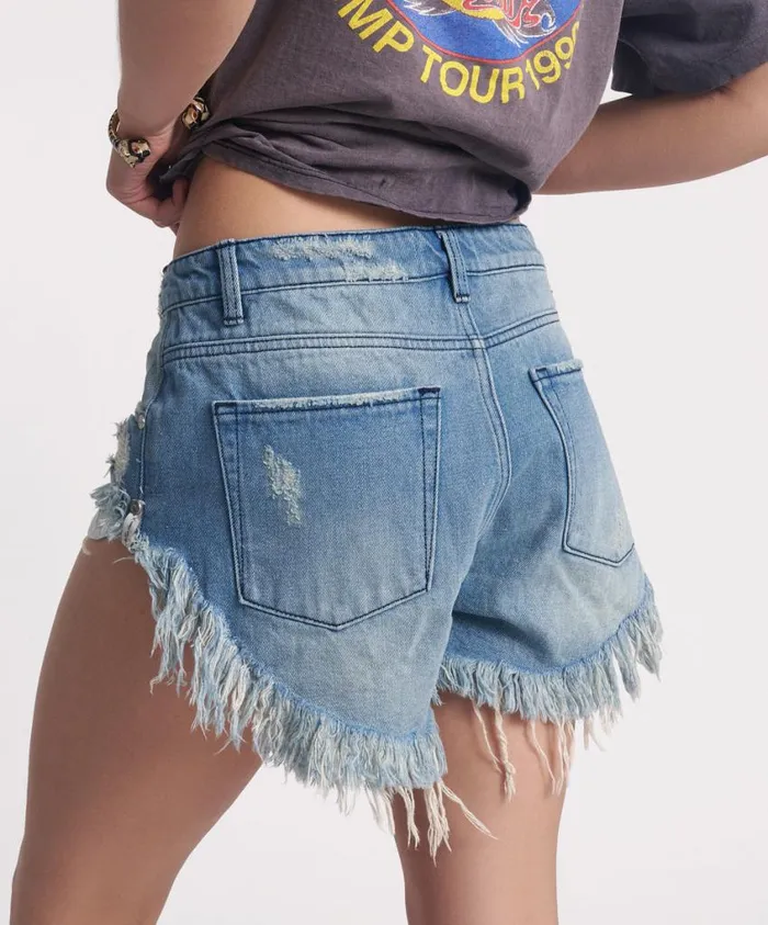 One Teaspoon Denim Shorts Women SALTY DOG ROLLERS DENIM SHORTS