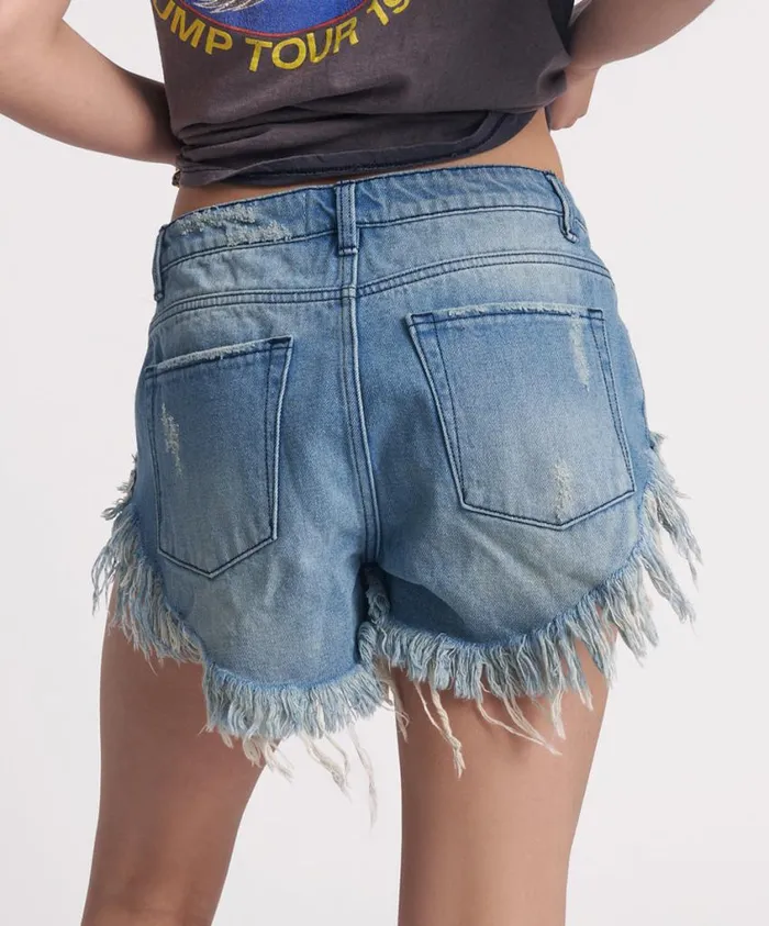 One Teaspoon Denim Shorts Women SALTY DOG ROLLERS DENIM SHORTS