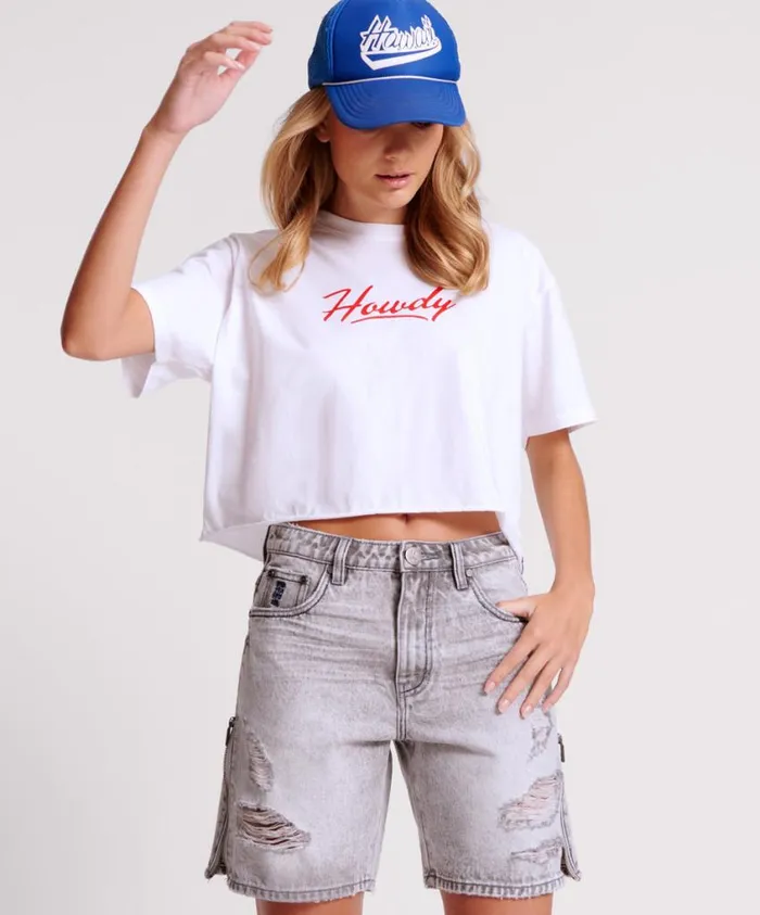 One Teaspoon Denim Shorts Women Slate Acid Zipped Up Jackson Mid Waist Wide Leg Shorts One Teaspoon Denim Shorts Women Slate Acid Zipped Up Jackson Mid Waist Wide Leg Shorts