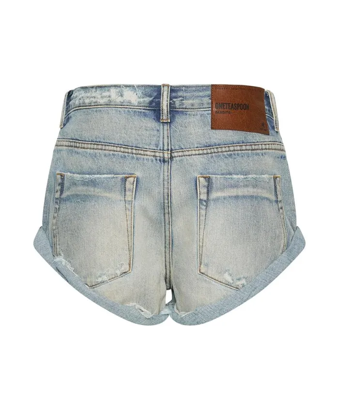 One Teaspoon Denim Shorts Women Stoned Cowboy Low Waist Bandit Denim Short