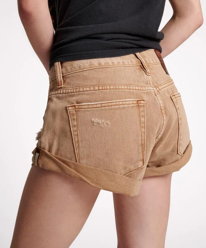 One Teaspoon Denim Shorts Women Tobacco Bandits Low Waist Denim Shorts