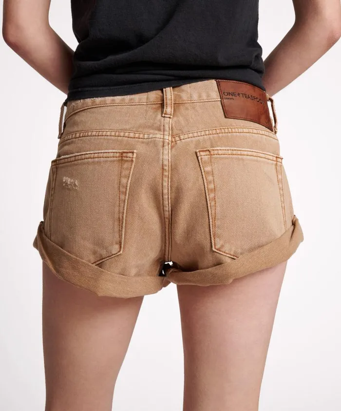 One Teaspoon Denim Shorts Women Tobacco Bandits Low Waist Denim Shorts