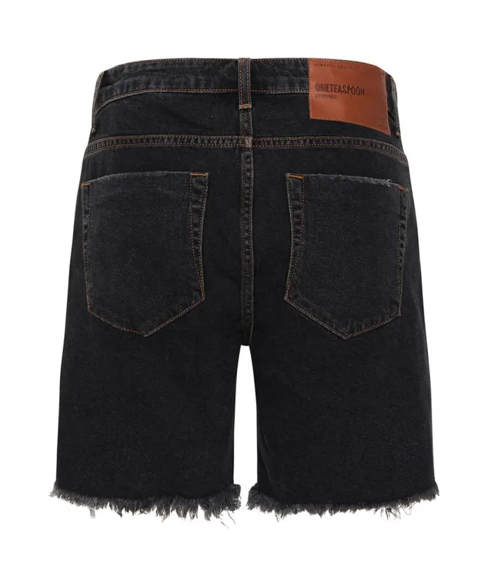 One Teaspoon Denim Shorts Women Worn Black Stevies Long Length Boyfriend Short