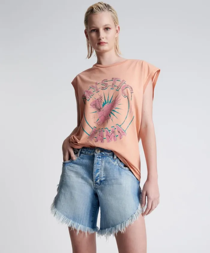 One Teaspoon Denim Shorts Women Worn Out Hendrixe Frankies Long Length Denim Short