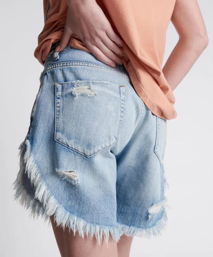 One Teaspoon Denim Shorts Women Worn Out Hendrixe Frankies Long Length Denim Short