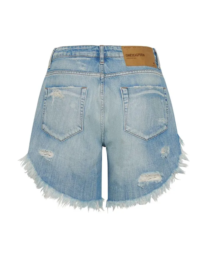 One Teaspoon Denim Shorts Women Worn Out Hendrixe Frankies Long Length Denim Short