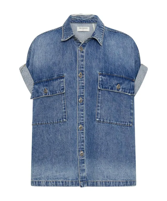 One Teaspoon Denim Tops Women Blue Rapture Cut Off Denim Shirt