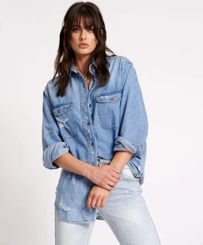 One Teaspoon Denim Tops Women Pacifica Classic Everyday Denim Shirt