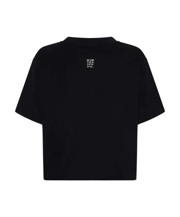 One Teaspoon Graphic Tees Women Black Cropped Space Punk Tee