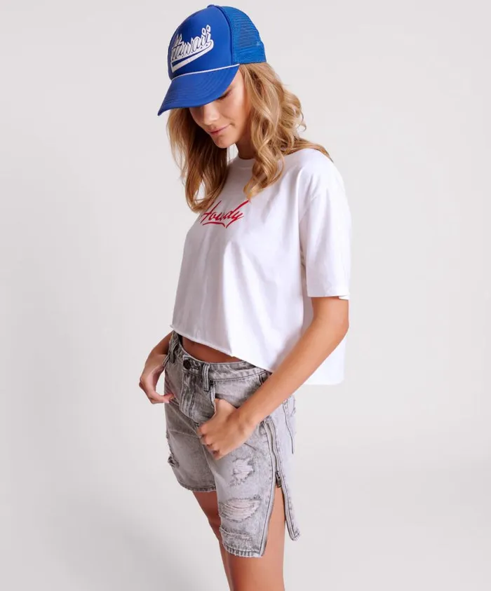 One Teaspoon Graphic Tees Women Howdy Boxy Crop Tee