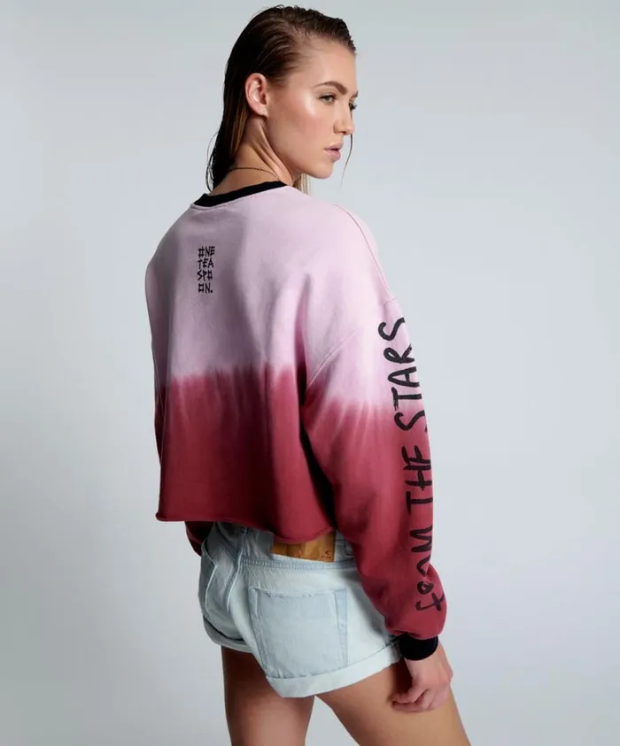 One Teaspoon Hoodies And Sweats Women From The Stars Dipped Cropped Sweater