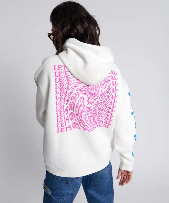 One Teaspoon Hoodies And Sweats Women Get Physical Oversized Hoody White