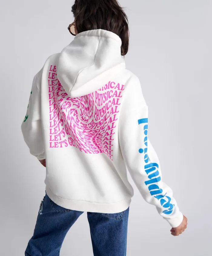 One Teaspoon Hoodies And Sweats Women Get Physical Oversized Hoody White