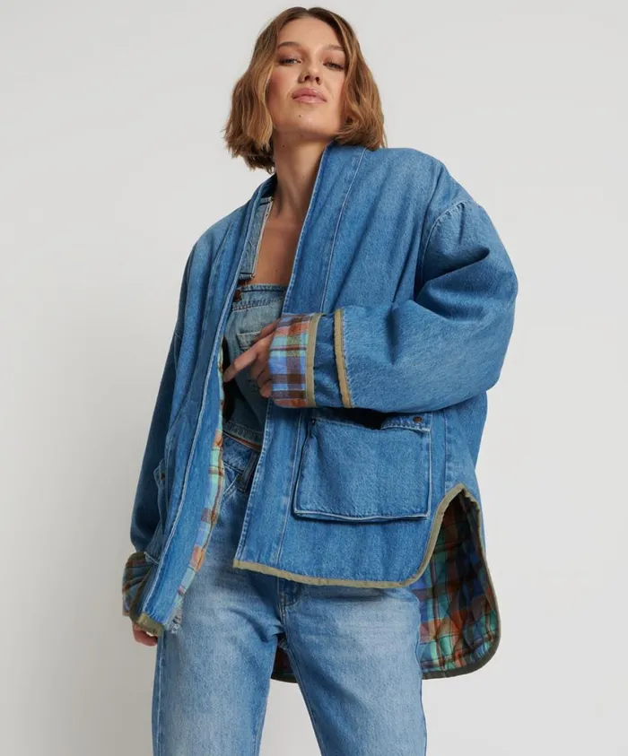 One Teaspoon Jackets Women Kimono Denim Quilted Jacket