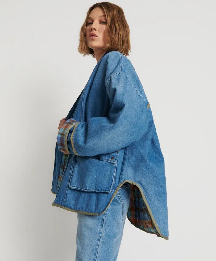 One Teaspoon Jackets Women Kimono Denim Quilted Jacket