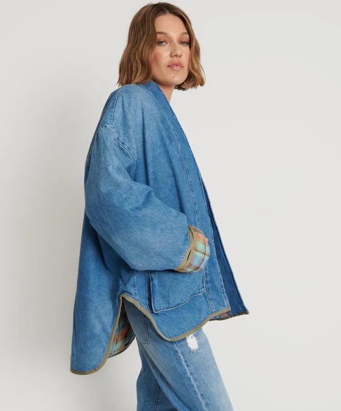 One Teaspoon Jackets Women Kimono Denim Quilted Jacket