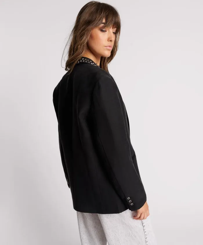 One Teaspoon Jackets Women Punk Studded Linen Blazer