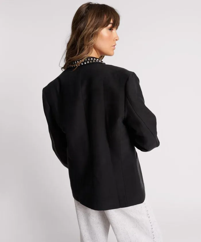 One Teaspoon Jackets Women Punk Studded Linen Blazer
