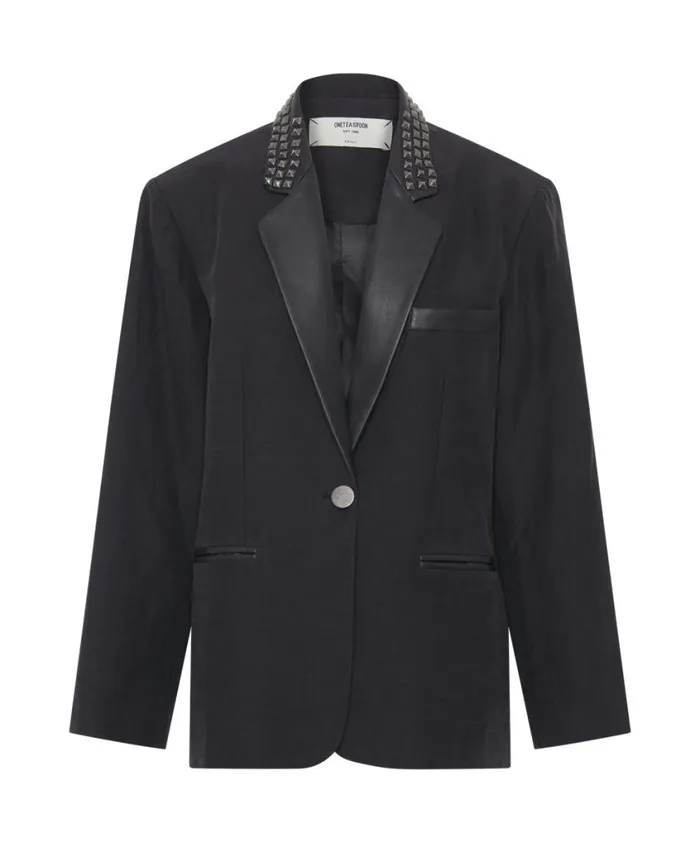 One Teaspoon Jackets Women Punk Studded Linen Blazer