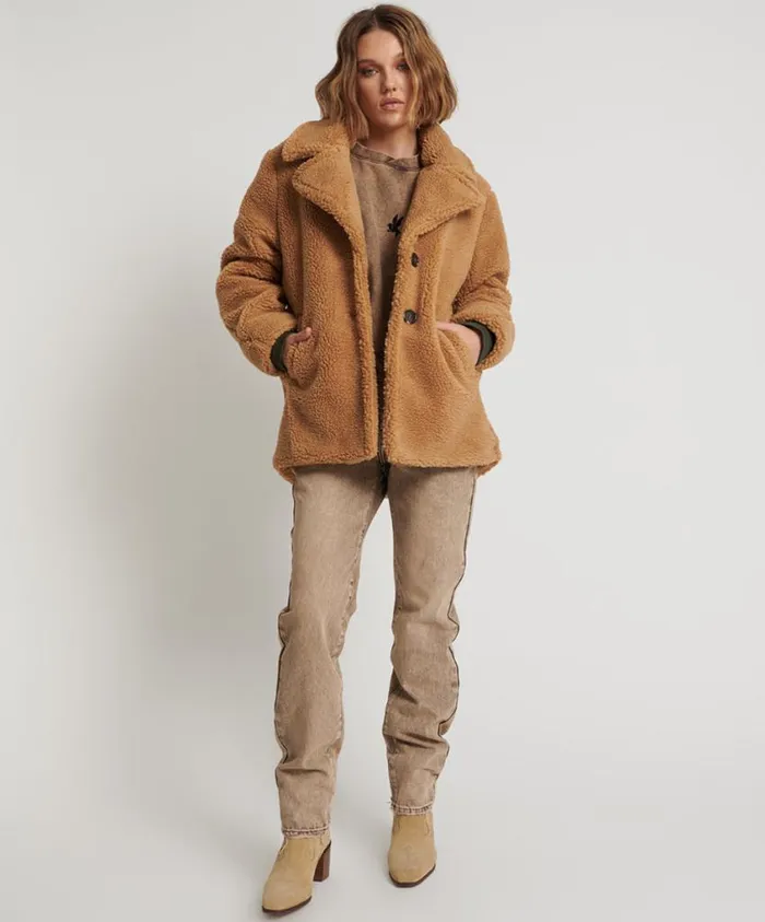 One Teaspoon Jackets Women Tan Teddy Coat