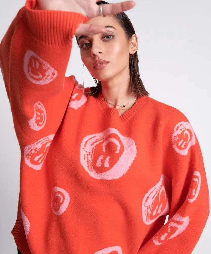 One Teaspoon Knitwear Women All Over Smiley Knit Sweater