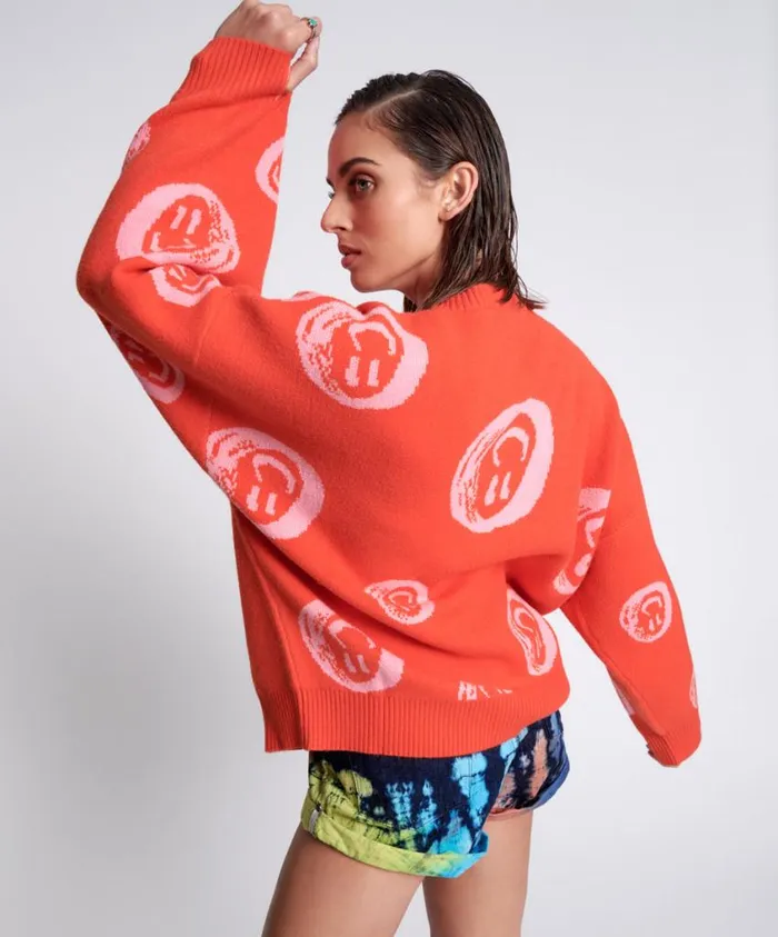 One Teaspoon Knitwear Women All Over Smiley Knit Sweater