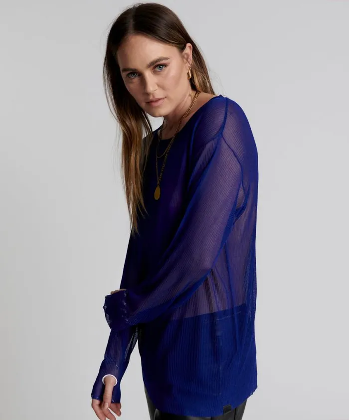 One Teaspoon Knitwear Women Amity Sheer Rib Longsleeve Sweater