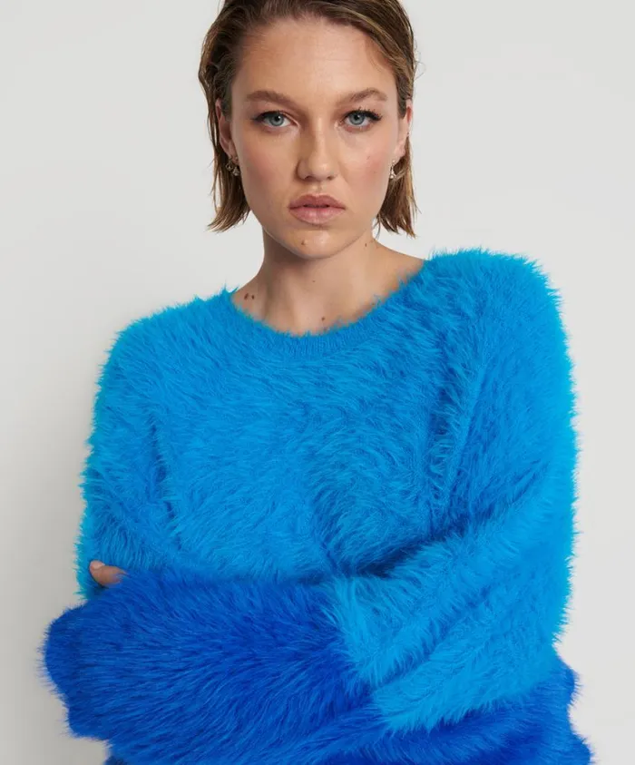 One Teaspoon Knitwear Women Fluffy Colour Blocked Sweater