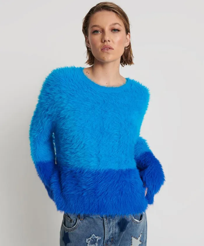One Teaspoon Knitwear Women Fluffy Colour Blocked Sweater