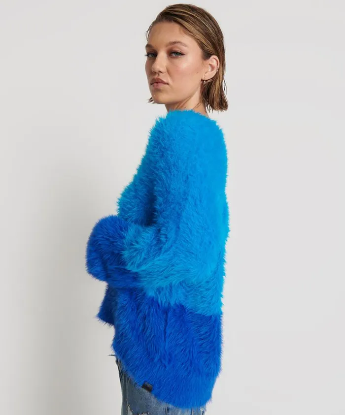 One Teaspoon Knitwear Women Fluffy Colour Blocked Sweater