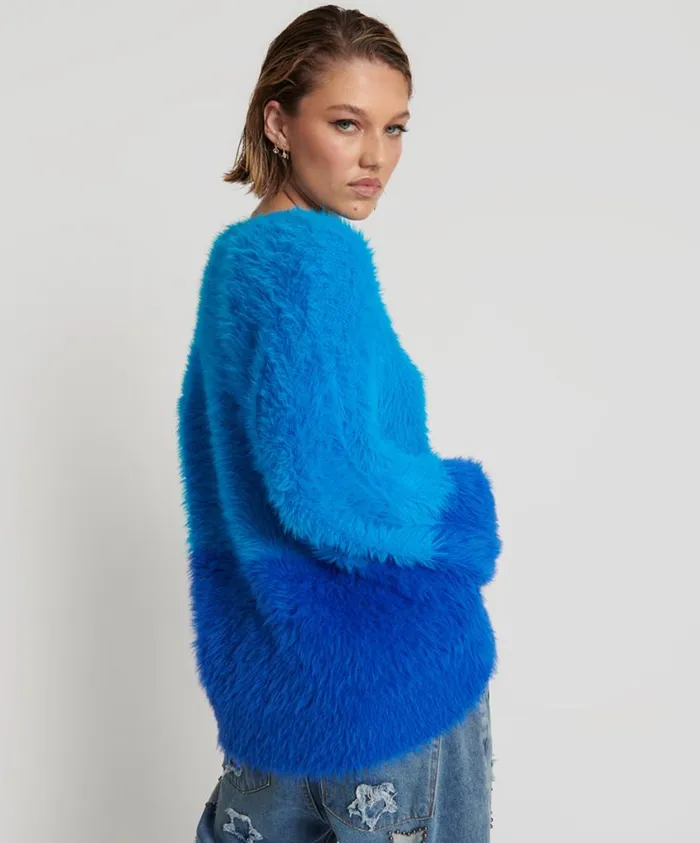 One Teaspoon Knitwear Women Fluffy Colour Blocked Sweater