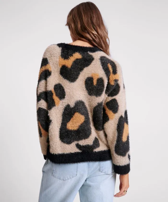 One Teaspoon Knitwear Women Fluffy Leopard Batwing Sweater
