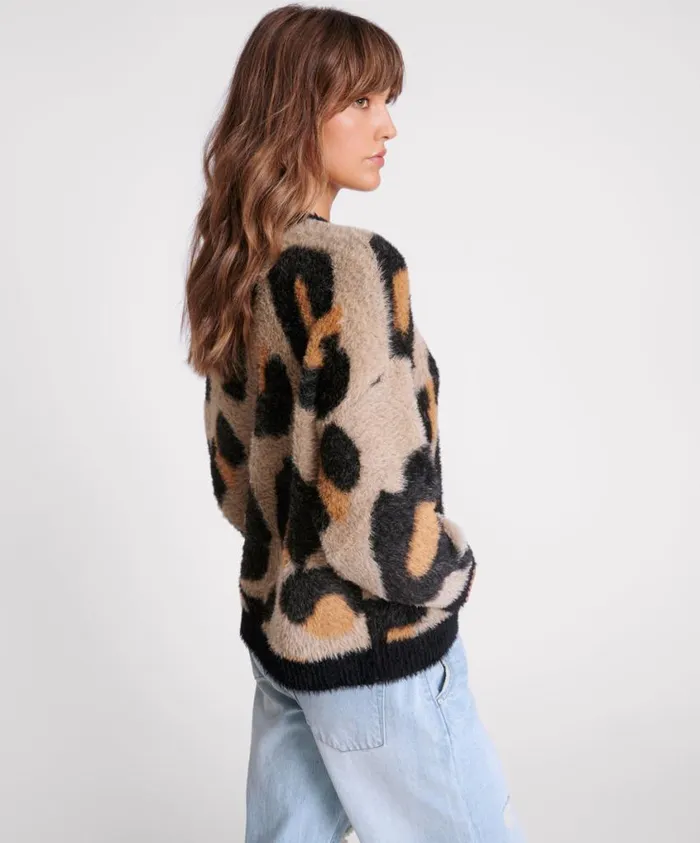 One Teaspoon Knitwear Women Fluffy Leopard Batwing Sweater