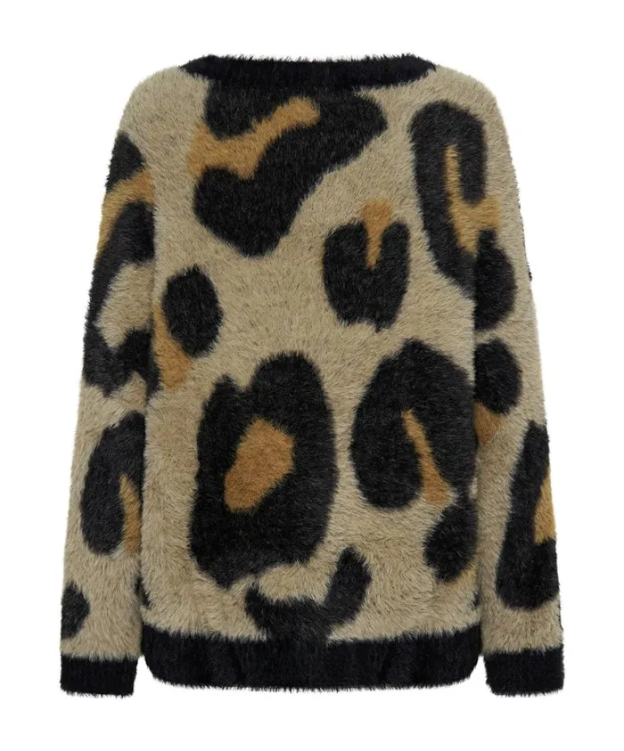 One Teaspoon Knitwear Women Fluffy Leopard Batwing Sweater