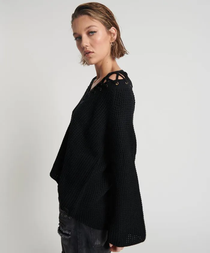 One Teaspoon Knitwear Women Laced Up Knit Sweater