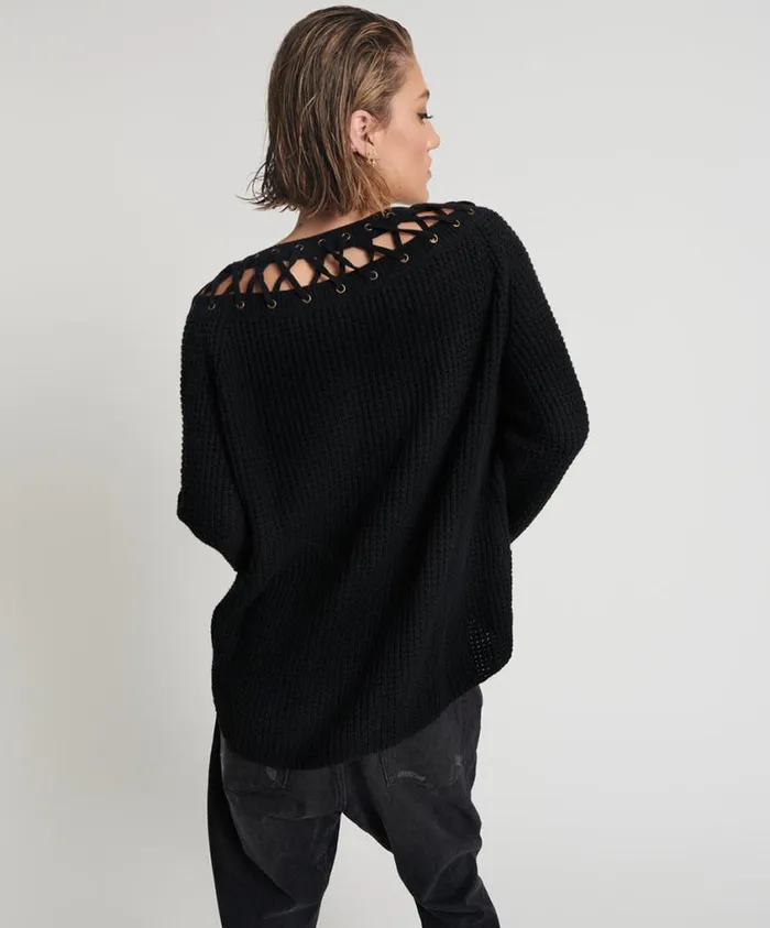 One Teaspoon Knitwear Women Laced Up Knit Sweater