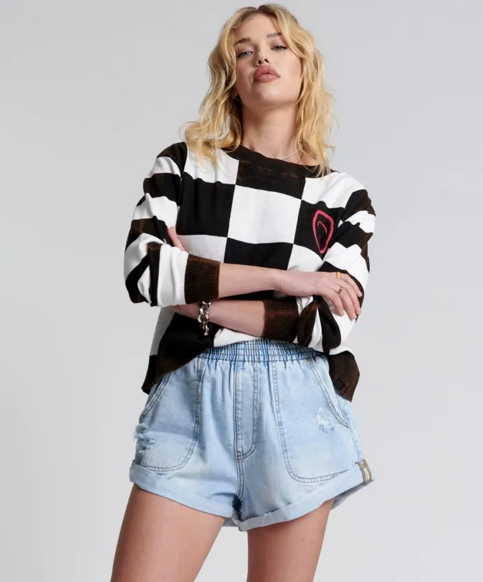 One Teaspoon Knitwear Women Scoreboard Smiley Knit Sweater