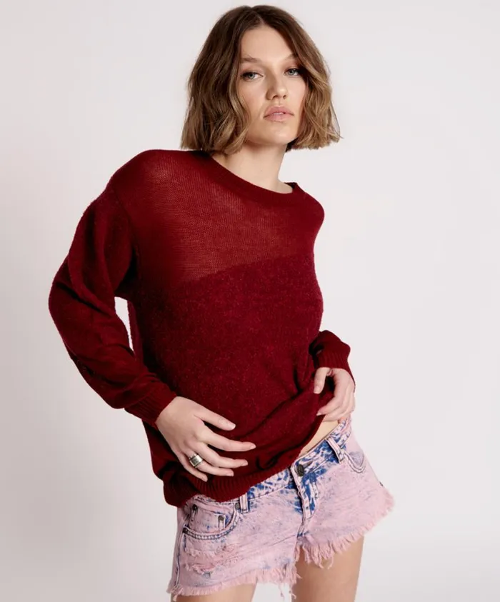 One Teaspoon Knitwear Women Shattered Crew Knit Sweater Red