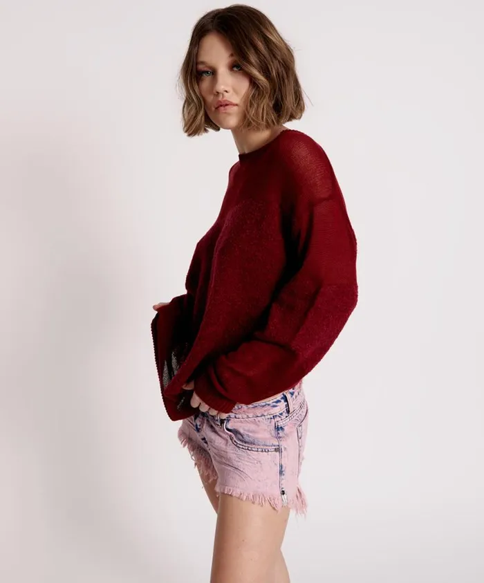 One Teaspoon Knitwear Women Shattered Crew Knit Sweater Red