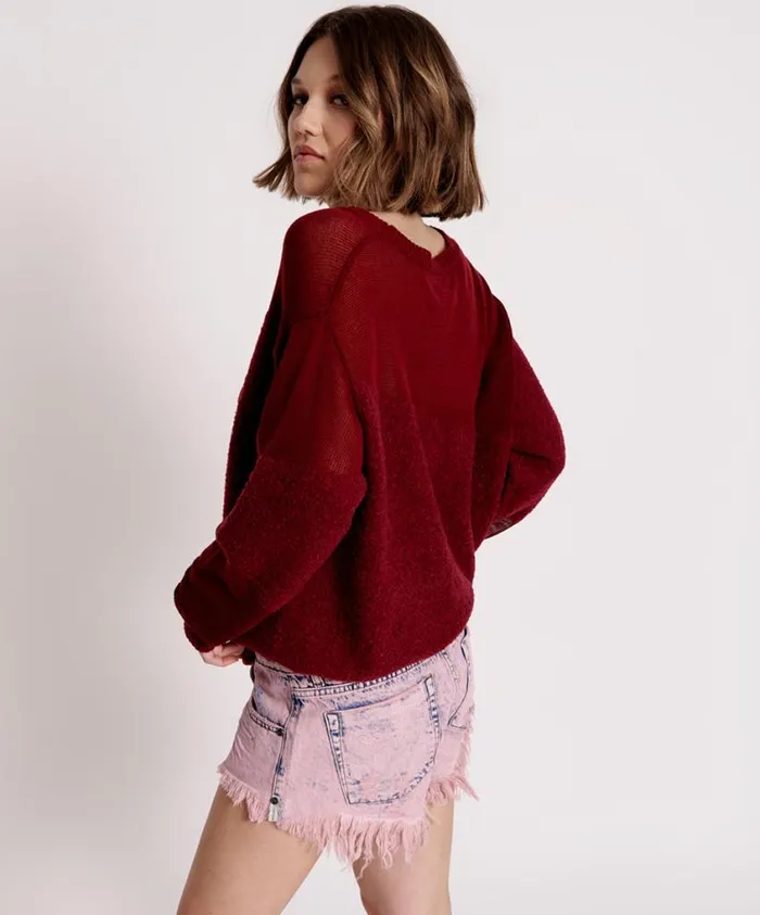 One Teaspoon Knitwear Women Shattered Crew Knit Sweater Red