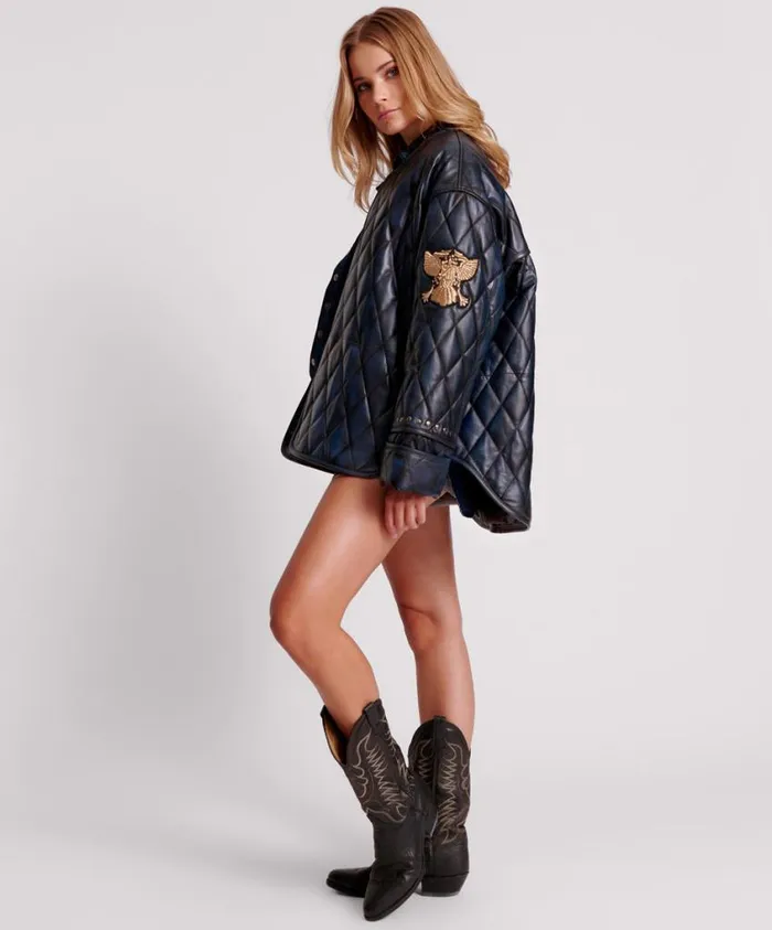 One Teaspoon Leather Jackets Women Eagle Eye Leather Quilted Jacket