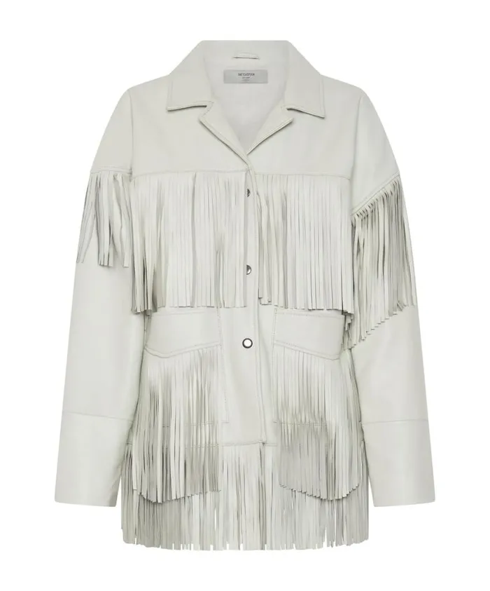 One Teaspoon Leather Jackets Women White Leather Fringed Jacket